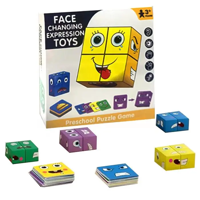 intellectual training face changing cube  Puzzle game Building blocks game Facial Expression Plastic Toy