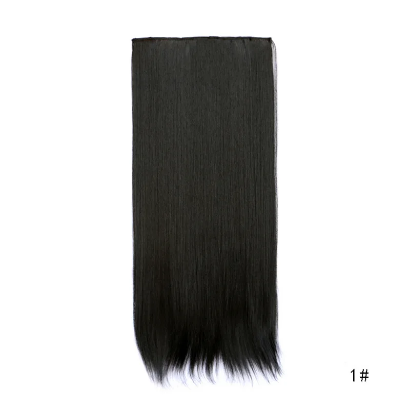 Накладные прямые синтетические волосы, накладные пряди, 24 дюйма, 5 зажимов, 33 цвета, термостойкие