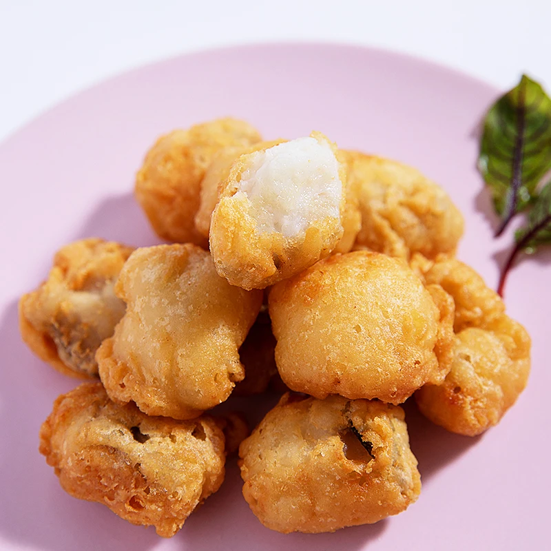 Garlic-Flavored Frozen Fried Fish Ball Crunchy Battered Halal Fish Ball