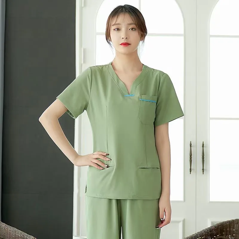 Custom Scrubs Uniforms Sets Light Color Plus Size Doctor Hospital Medical Elastic Waist Jogger Nursing Scrubs