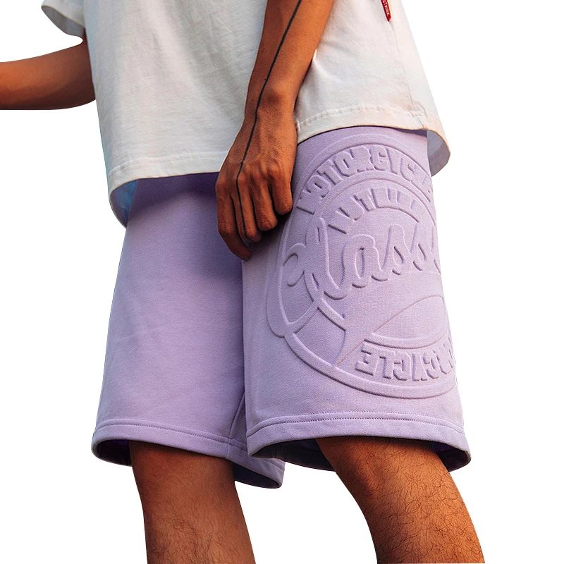 Мужские летние 3D рельефным логотипом через термической обработки для мальчика Байкер комплект с шортами, хлопковые Пользовательские тренировки укороченные штаны OEM флисовые куртки для спортзала, впитывает пот и карго мужские шорты (1600193065812)