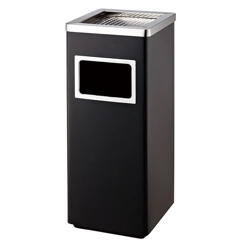 Wholesale Metal Stainless Steel Square Trash Bin Hotel Outdoor Ashtray Rubbish Bin Waste Can