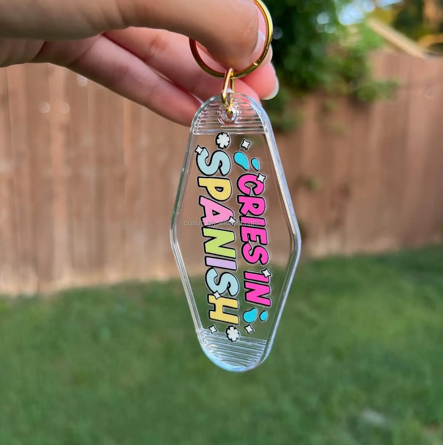 custom logo promotional blank plastic Retro vintage Motel Style Keychain