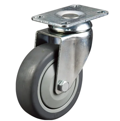 125mm swivel castor thermoplastic rubber wheel with plastic brake