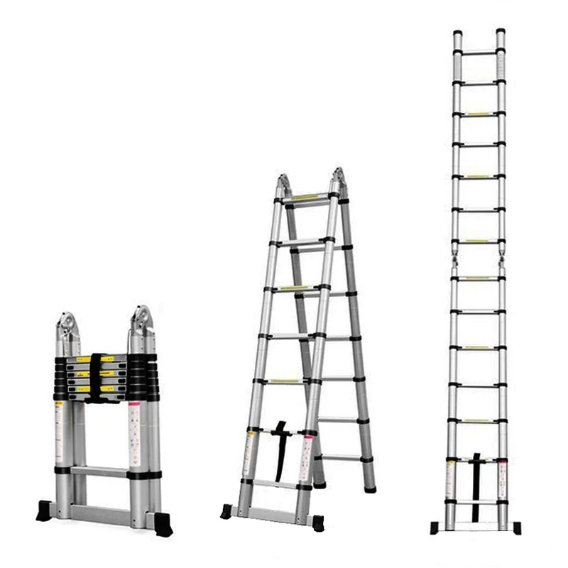 Premium Quality Heavy-Duty 1.9 Add 1.9 Meter Bamboo Joint Aluminum Folding Multi Use Ladder with Big Joint