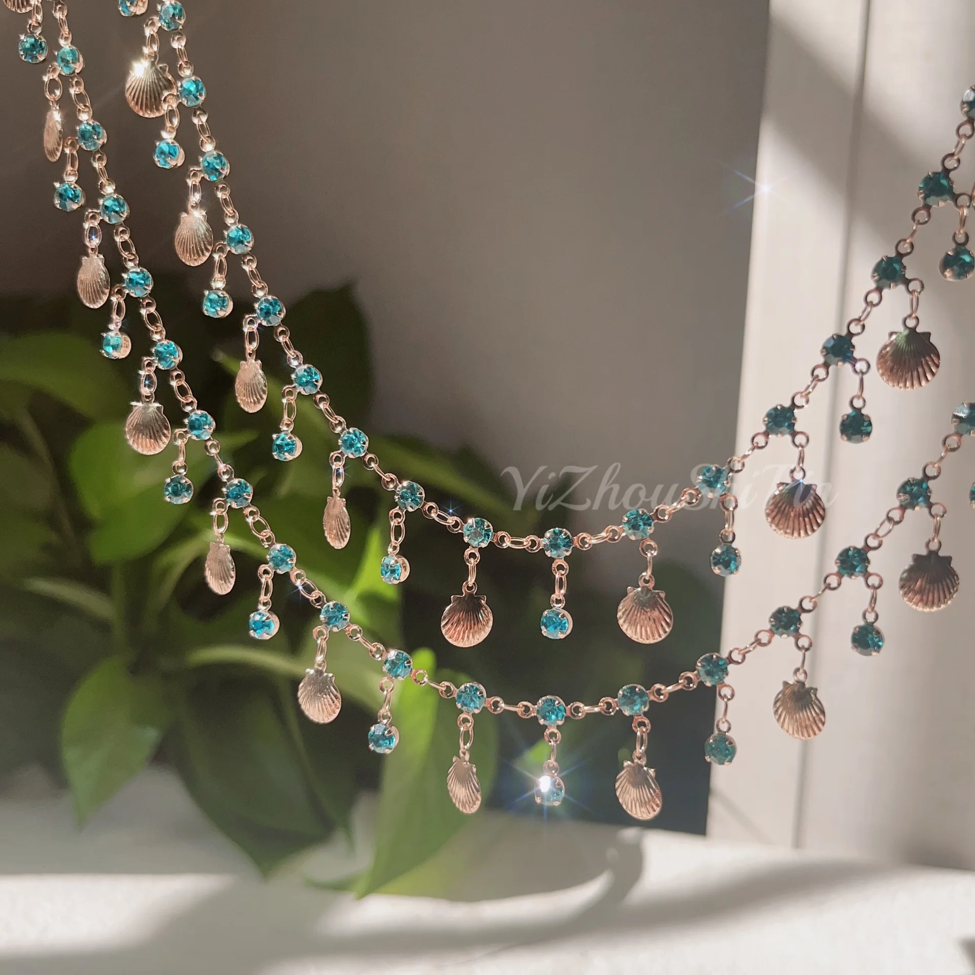 Rawmand Shell Decorative Crystal  Chain for Jewelry Making Zircon Copper Chains for DIY Necklace Ankle Bracelet