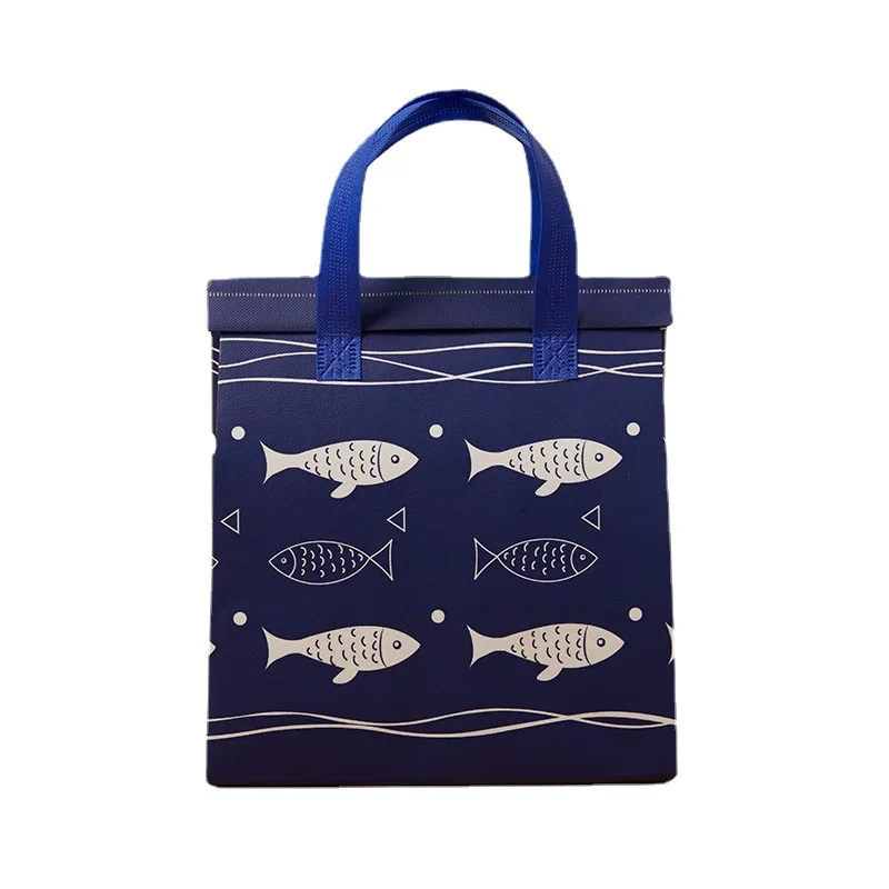 Wholesale Blank Spot Laminated Thermal Non Woven Bag Snap Button Folding Promotional Bags Printed Shopping Bags