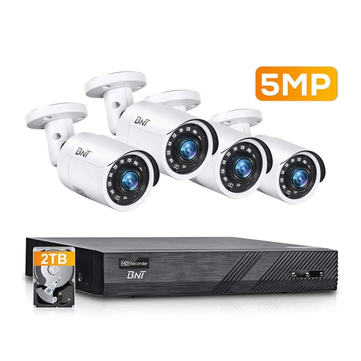 US Free Shipping 2T Hard Disk Outdoor Surveillance Security Camera 5mp 4 Channel 8 Channel Nvr Kit Cctv Security Camera System