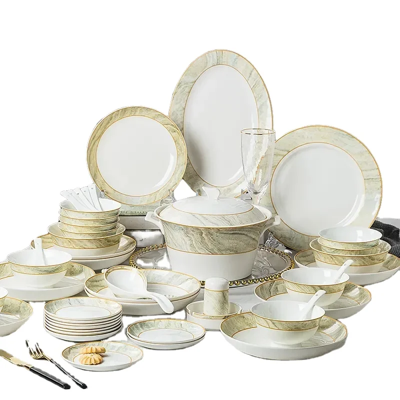 Wholesale 16-Pcs European Fine Ceramic Stoneware Dinner Set Disposable Tableware Tableware and Crockery Dinnerware Sets