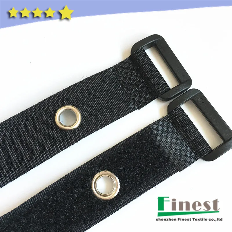 Nylon Material Hook and loop fastener Heavy Duty Black Cinch Strap with Eyelet