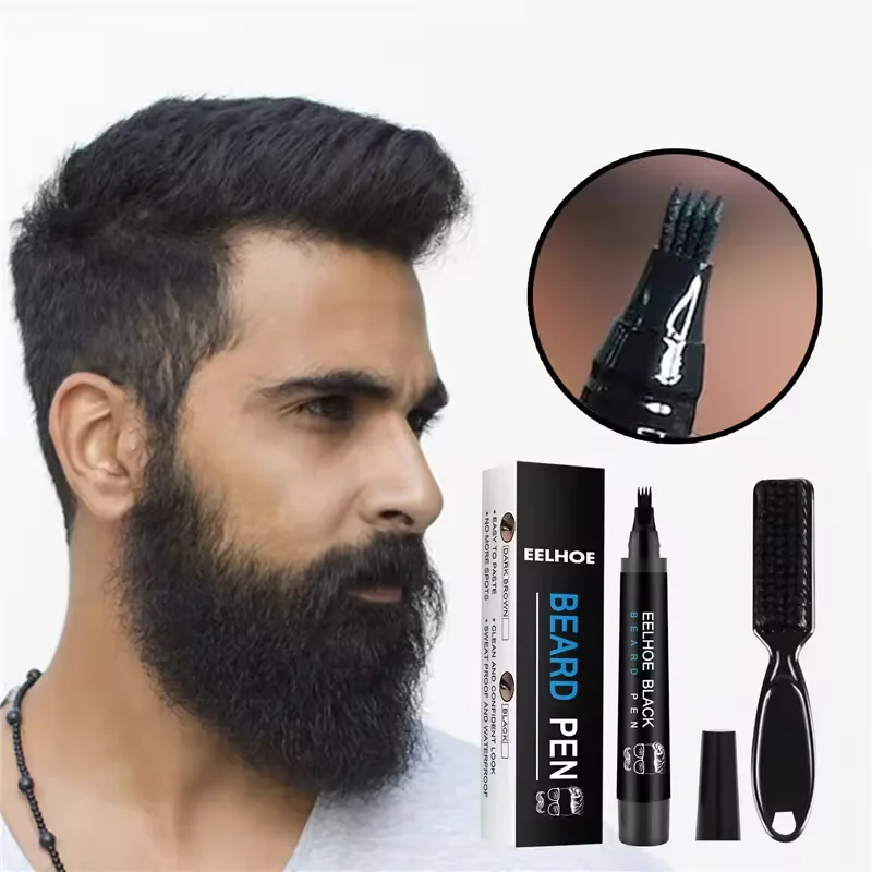 High Quality Black and Brown Beard Filler Pencil Dye For Men Shaping Styling Waterproof Beard Pen Beard Straightener