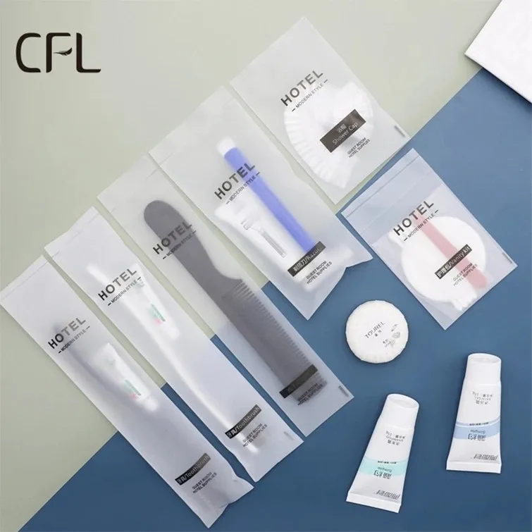 Luxury 5 Stars Hotel Personalized Eco Package Toothbrush Cosmetics Shampoo Bath Gel Soap Hotel Amenities Set