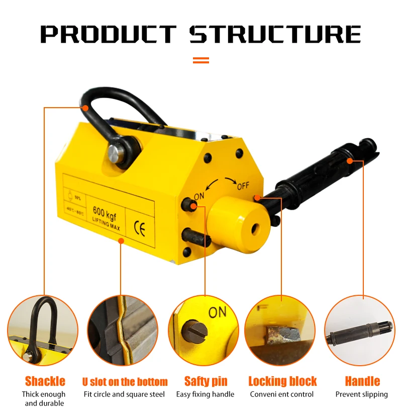 Lifting Magnet Manufacturer Portable 100-6000 Kgf Permanent Magnetic Lifter