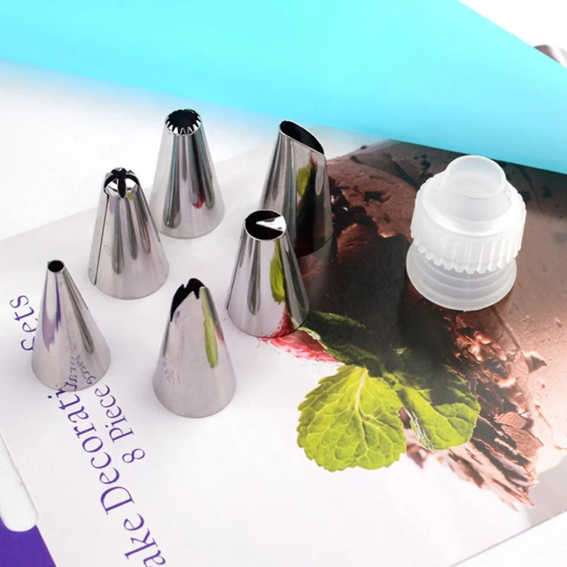 8 pcs Cake Decorating Tools Icing Nozzles Kit Fondant Cake Decoration Tools Pastry Baking Utensils
