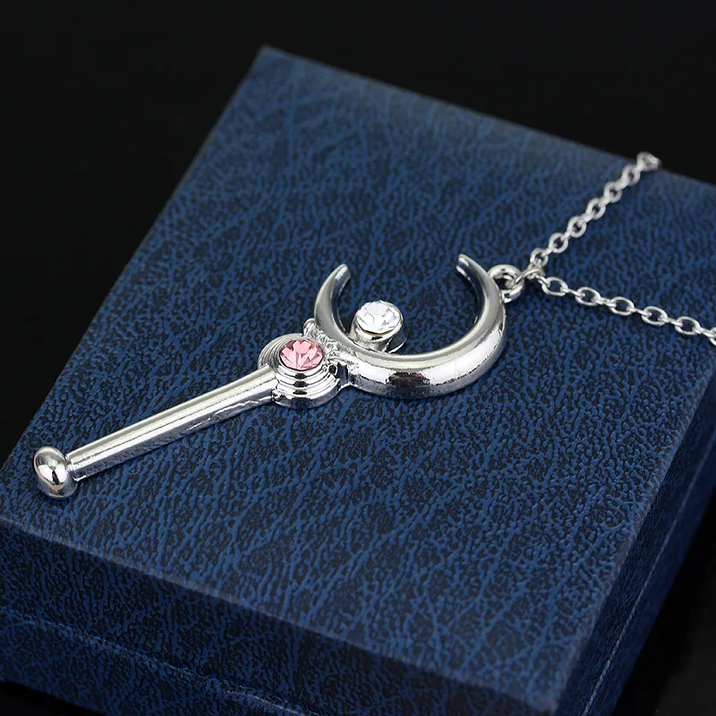 Anime Sailor Moon Hold on star moon truncheon Key chain Alloy  Sailor Moon magic stick necklace