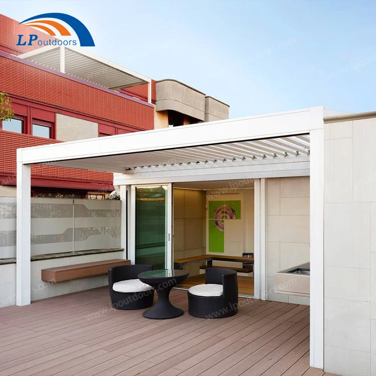 Garden Gazebo Pavilion Louvered Roof Cover Terrace Pergola Aluminum Louvered Pergola For Leisure Place