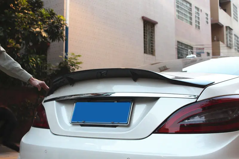 Car Spoiler Fits For BENZ CLS W218 R Style 2012-2018 Real Carbon Fiber Rear Trunk Wing Spoiler