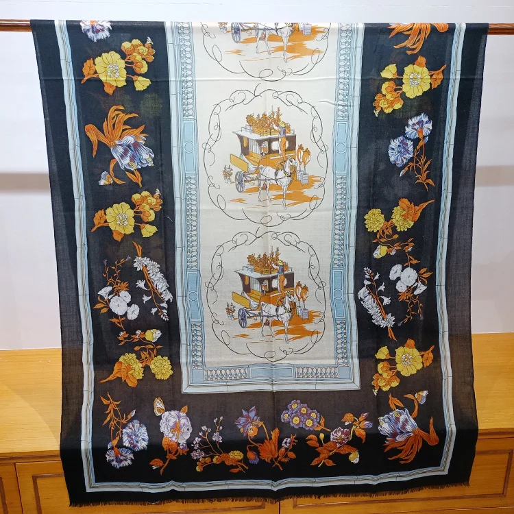 Supplier Customization Luxury Brand Shawl Fashion Pure Cashmere Scarf Printed Chiffon Shawl
