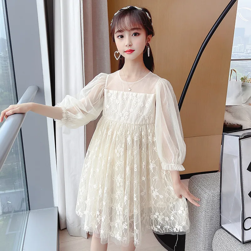 Hot selling wholesale high quality Korean fashion casual floral polyester girl long sleeve dress
