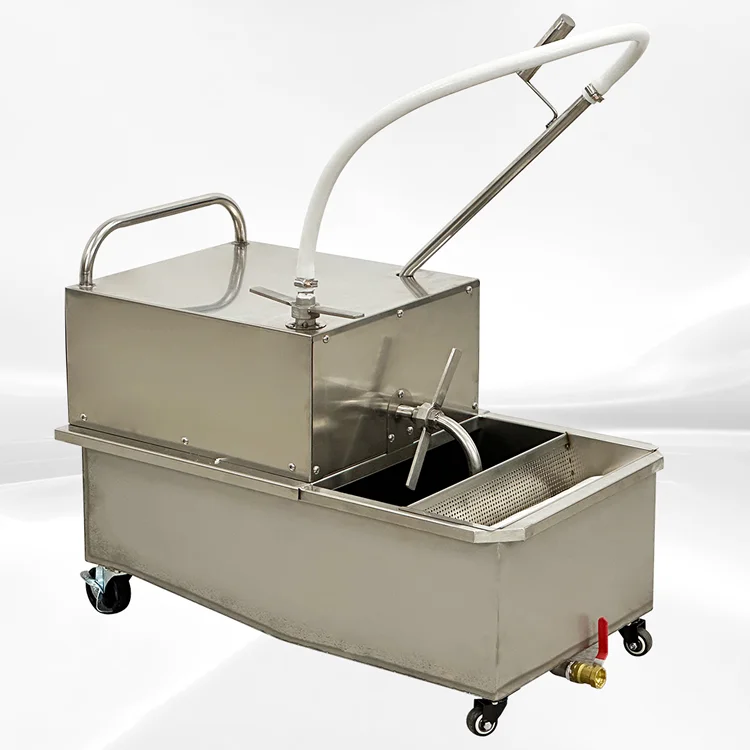 CE Certified 36L/9.5Gal 3/4HP550W Commercial Mobile Fryer Filter Machine Portable Fryer Oil Filter System Frying Oil Filter Cart