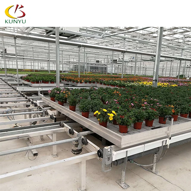Foshan Kunyu High Quality Rolling Nursery Benches Greenhouses For Strawberries