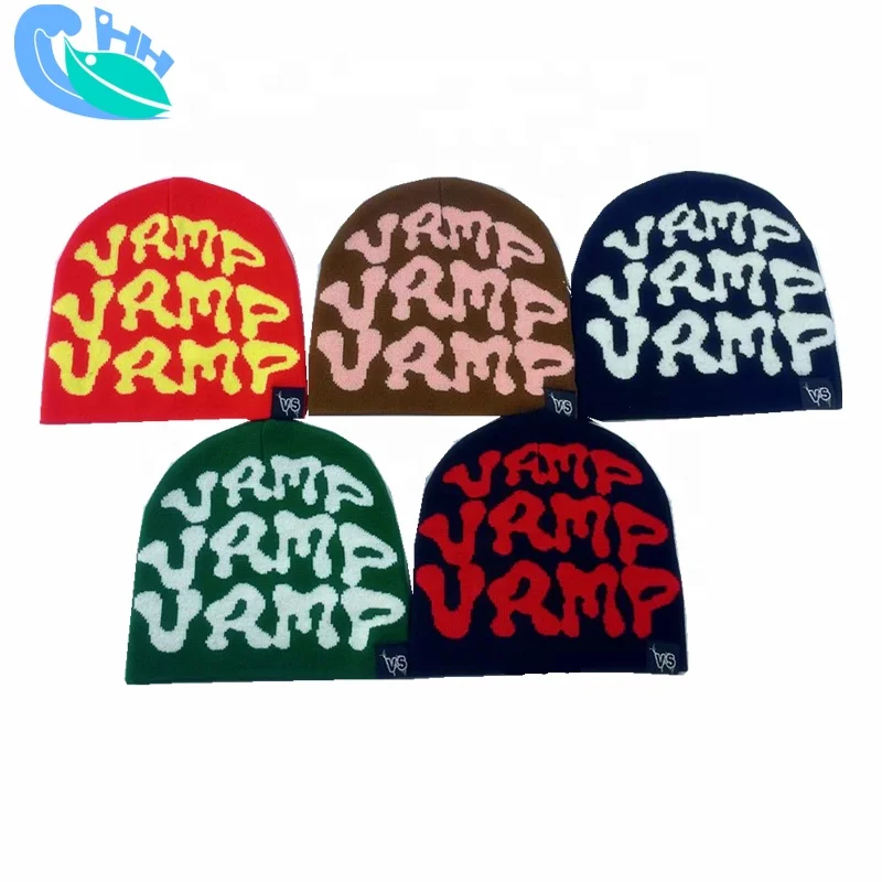 Oem Custom High Quality Unisex Acrylic Jacquard Winter Cap Pullover Protection Warm Hat Skull Knitted Sports Ski Beanie