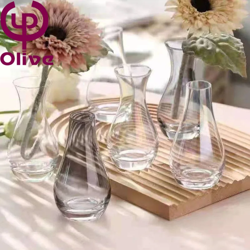 Net Red Ins Mini Narrow Mouth Wedding Vase Office Desktop Lalic Crystal Glass Vase Dried Flower Hydroponic Home Decoration