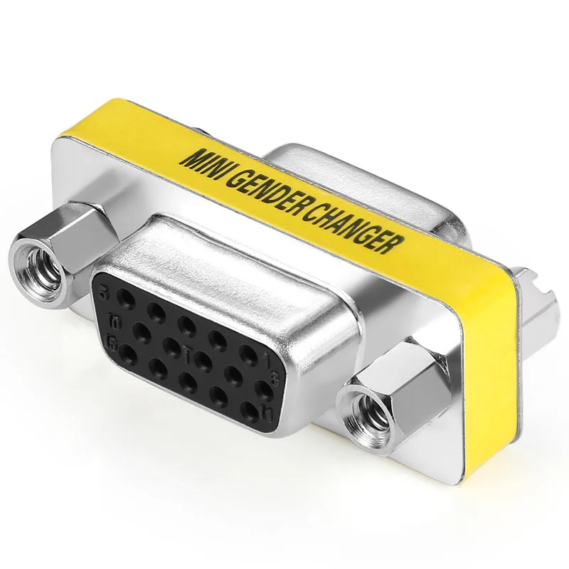 VGA HD15 15 Pin Nickel plated Connector hd15 Female to Female Adapter d-sub db 15pin Female to Female vga adapter  wholesale