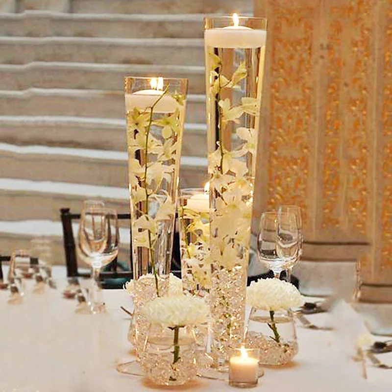 wedding home decor accessories large floor glass vase V-shaped Goblet Table Flowers Road Runner Vase