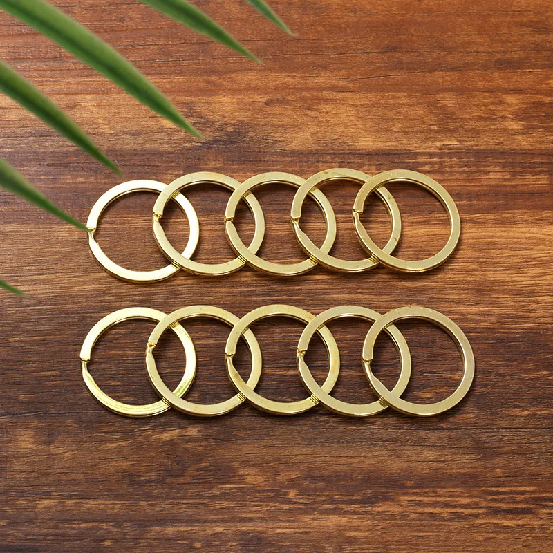High Quality Manufacture Metal Iron Stainless Steel Light Golden Flat Split Key Rings Diameter 28/30mm
