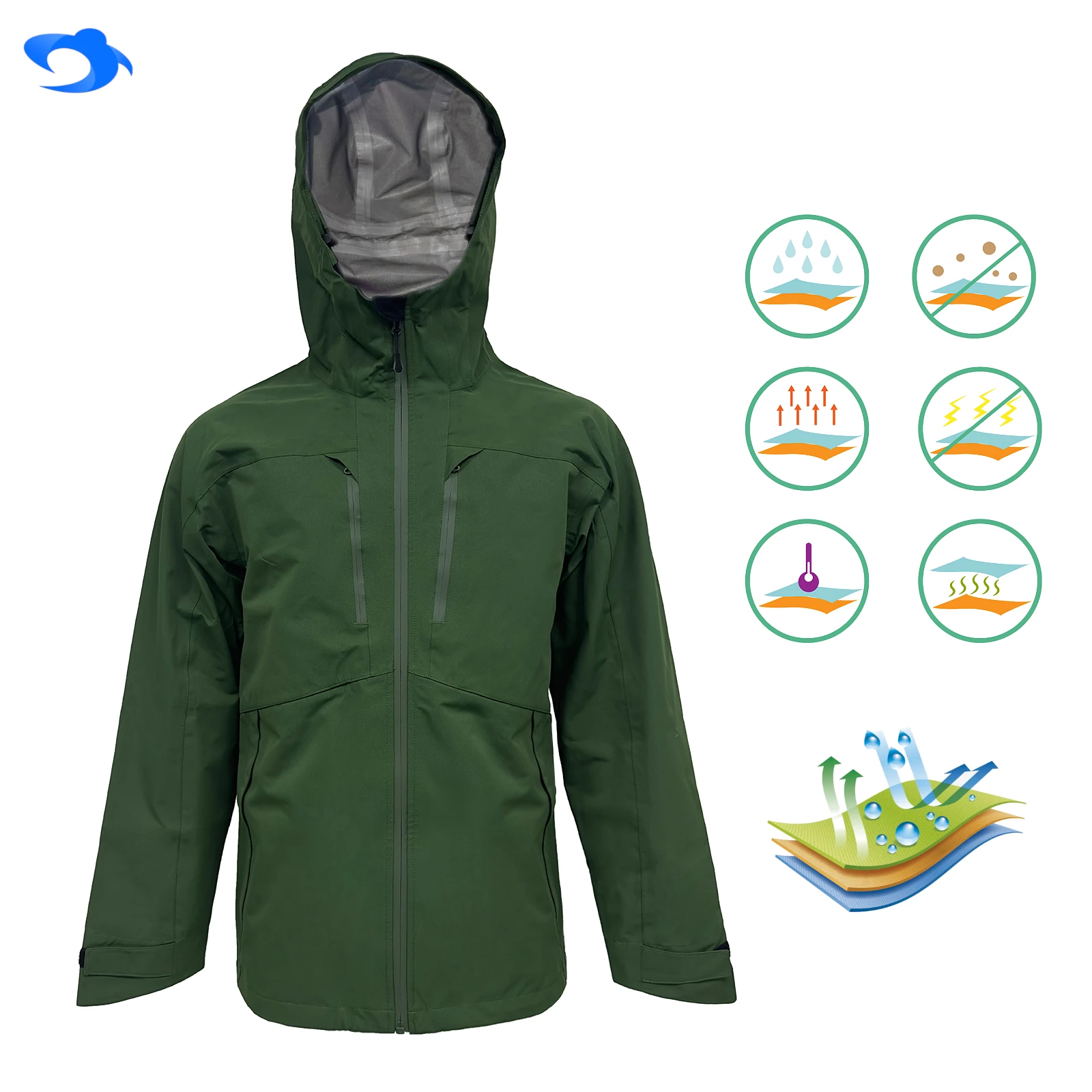 Zenory Outdoor Rain Coat OEM Quick Dry Waterproof Running Jacket Custom Letterman Jacket Windbreaker