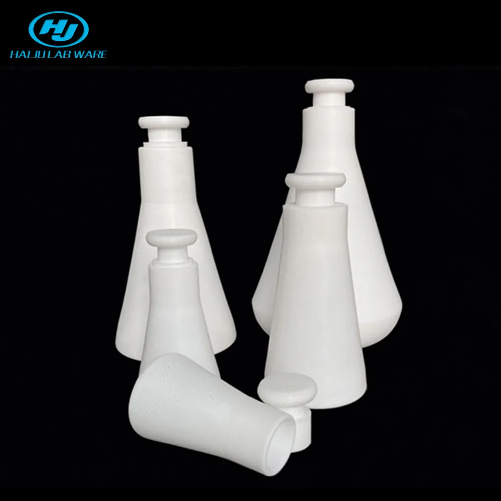 Haiju лабораторию по индивидуальному заказу 50 мл 100 мл 250 мл 500 мл 1000 мл лабораторного использования Ptfe треугольная фляга конический колбу Эрленмейера