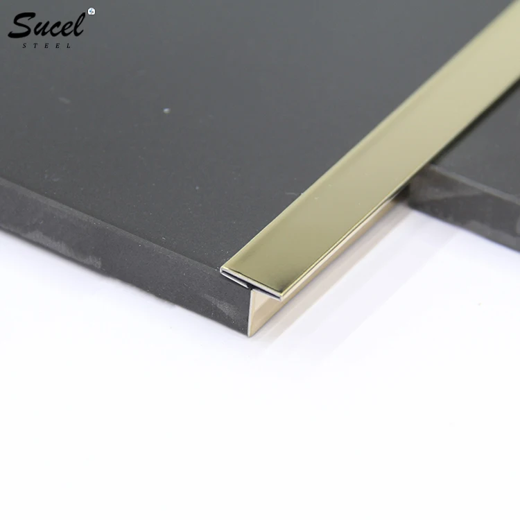 Foshan SUCEL 304 Stainless Steel Gold T Shape Wall Tile Profile Trim For Furniture
