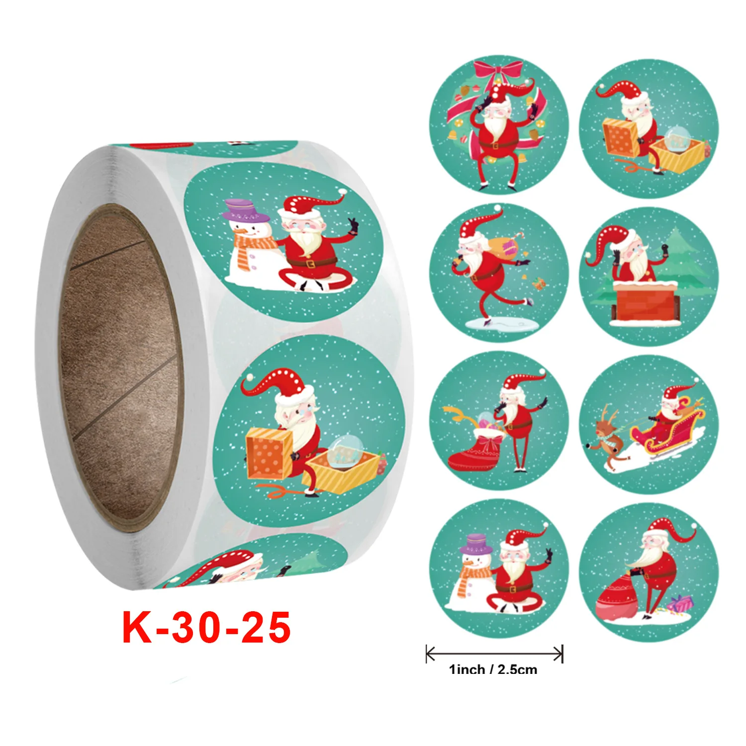 Factory Direct Christmas 1 Roll 500 Stickers Machine Printing Label Santa Claus Gift Decoration Luggage Stickers