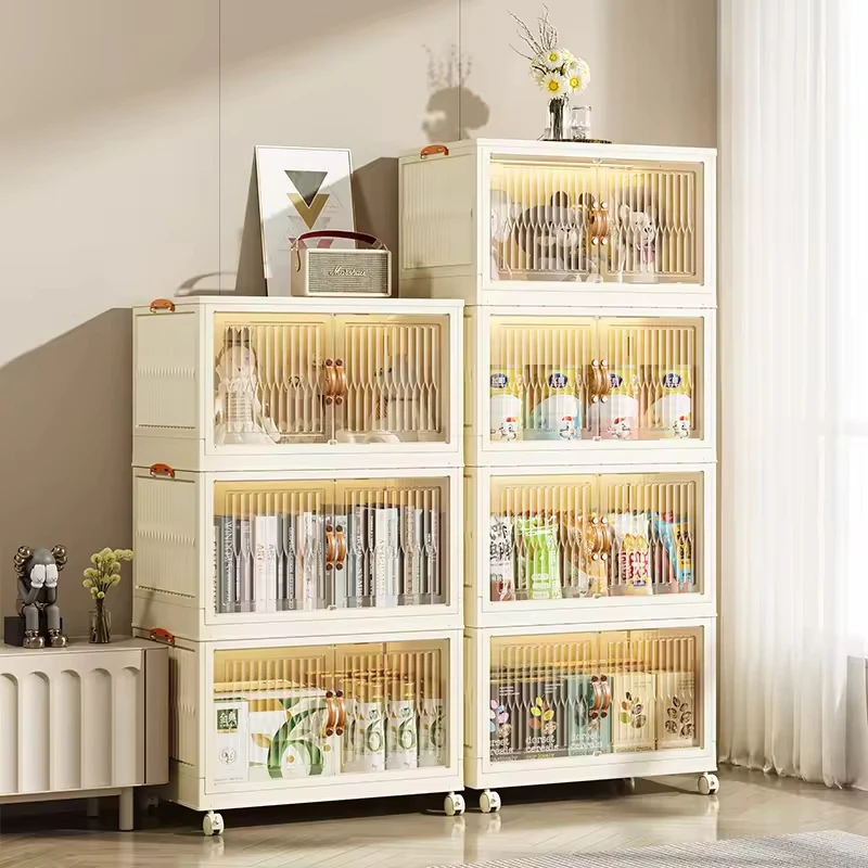 Organizer Collapsible Bins Plastic Foldable Cabinet Kitchenware Storage Containers White Foldable Stackable Plastic Storage Box