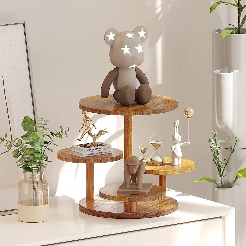 4 Tier Cupcake Tower Tiered Tray Round Bamboo Cupcake Stand for Dessert Table, Wooden Cake Stands for wedding cakes Birthday