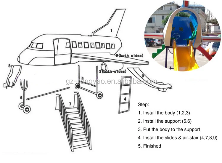 plastic slide outdoor playground children play set airplane playground equipment
