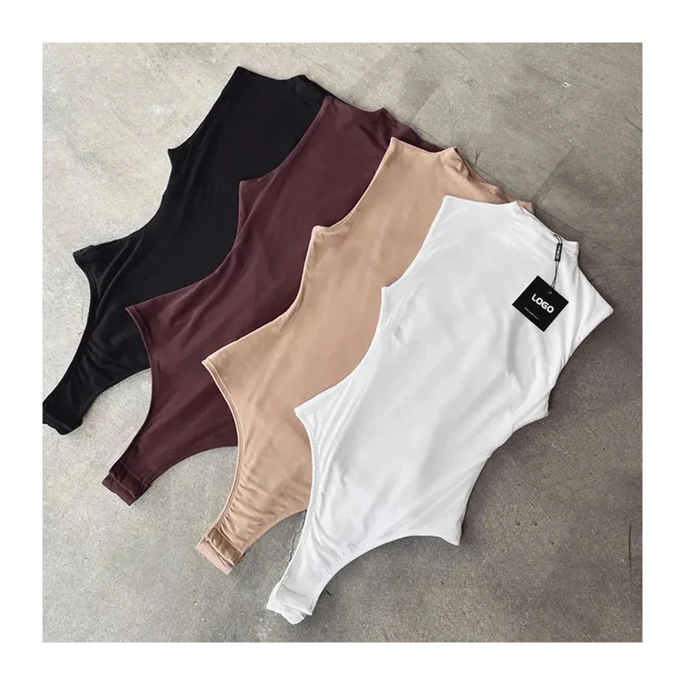 2024 Custom Sexy Bodysuit Women Tops Sleeveless Rompers Womens Skinny Turtleneck Bodysuit Jumpsuit