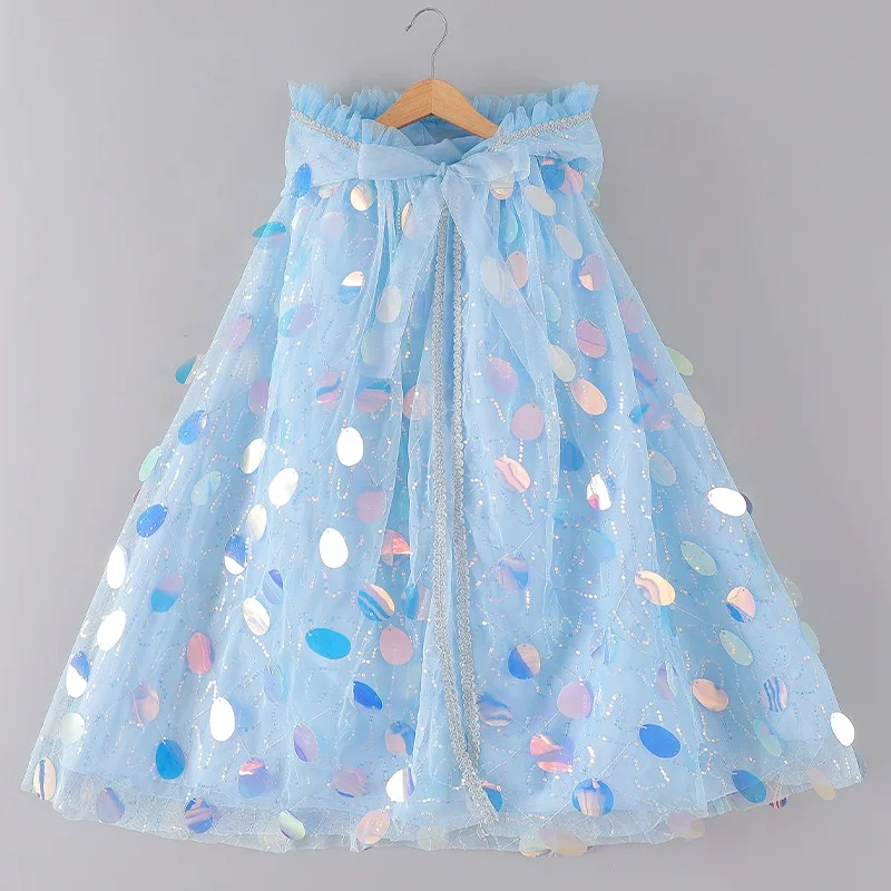 Baby Girl Halloween Cosplay Mermaid Cloak Sequined Party Costume Snowflake Hooded Princess Capes
