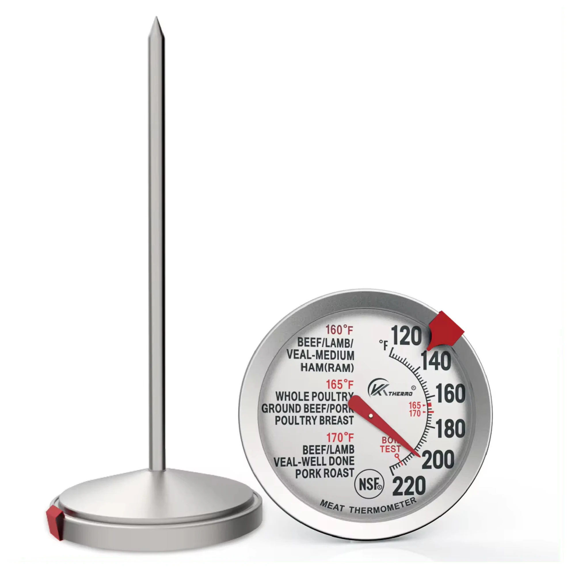 Bimetal Meat Cooking Thermometer Stainless Steel Oven Safe BBQ Poultry Probe Cooking Meat Thermometer