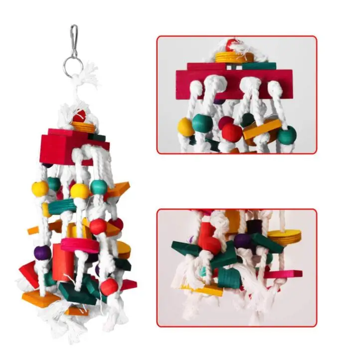 Colored building blocks chewing string bird toy parrot chewing toy pet supplies