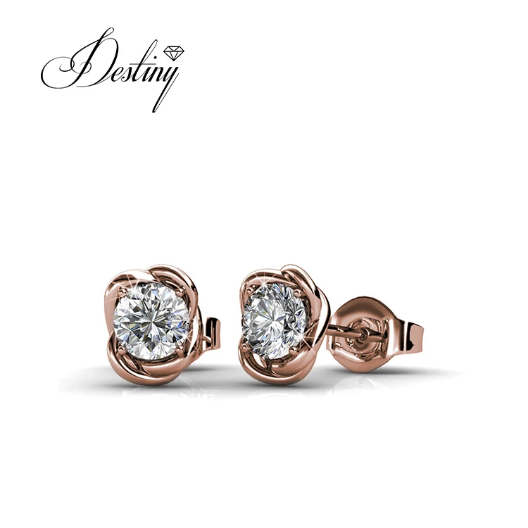 Sterling Silver 925 Premium Austrian Crystal Jewelry Dream Catcher Flower Fancy Simple Designed Earrings Destiny Jewellery