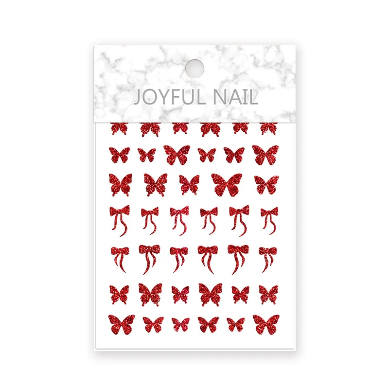 wholesale 3D new arrival red rabbit Cute Cartoon frame bow butterfly Chrome Hearts Nail Stickers Adhesive Nail Art Decals