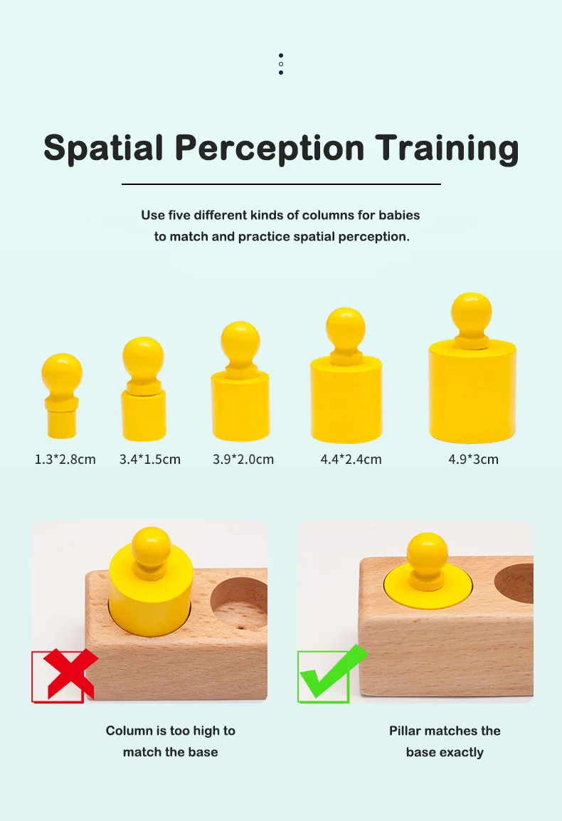 Colorful Wooden Socket Blocks Creative DIY Educational Grasp Cylinder Toy Modern Construction Cube Sets with Animal Themes