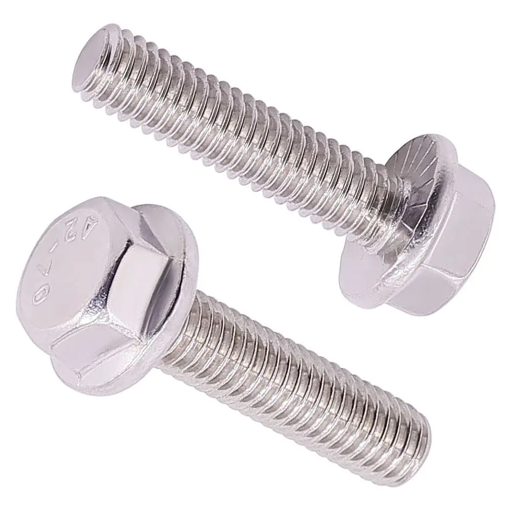 DIN6921 M8 M10 M12 Flanged Hex Bolts, 304 Stainless Steel Hex Flange Washer Head Bolts