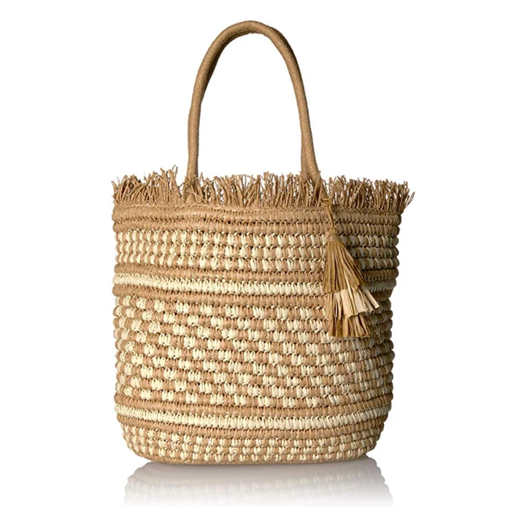 China supplier women wholesale summer shoulder style handbag travel clutch tote beach straw bags