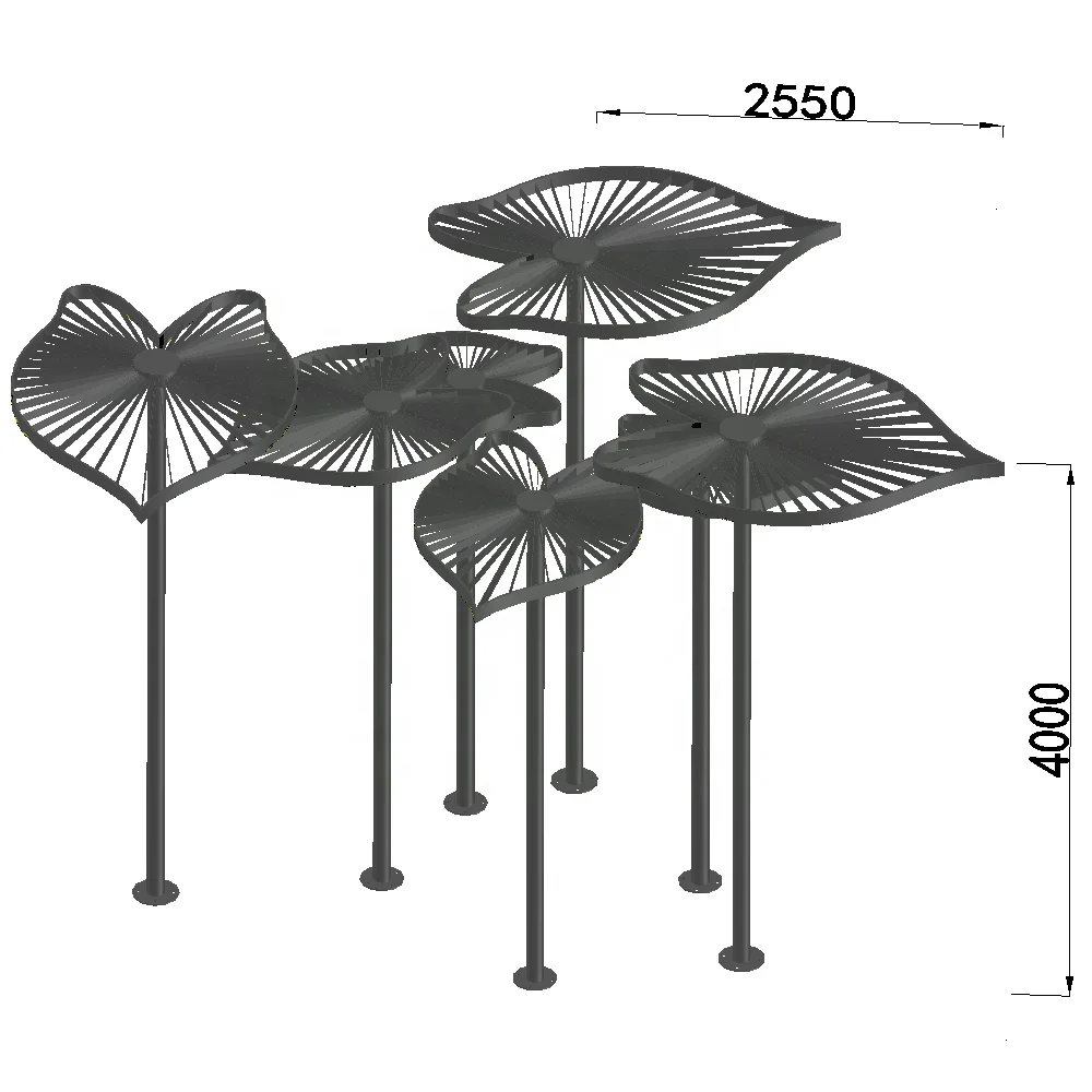 IP65 leaf sculpture solar  modern 3d plants led decoration artist new type fashion outdoor landscape lamp motif tree lighting