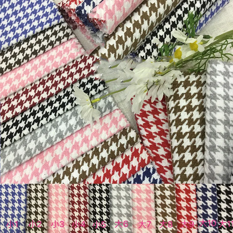 Houndstooth Weaving Grain 100%Polyester Thick Linen Fabric Wholesale High Quality Cotton Fabric Textile Flax Hemp Fabric