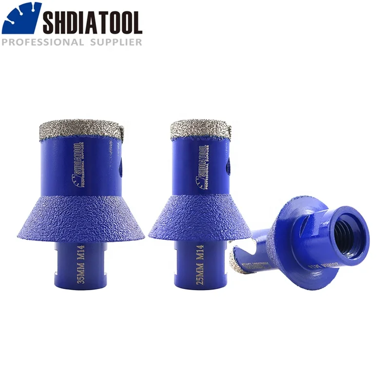 SHDIATOOL 20/25/35 мм M14 / 5/8 '/11 резьбовое алмазное скошенное фрезерование фаски сверло для увеличения шлифования
