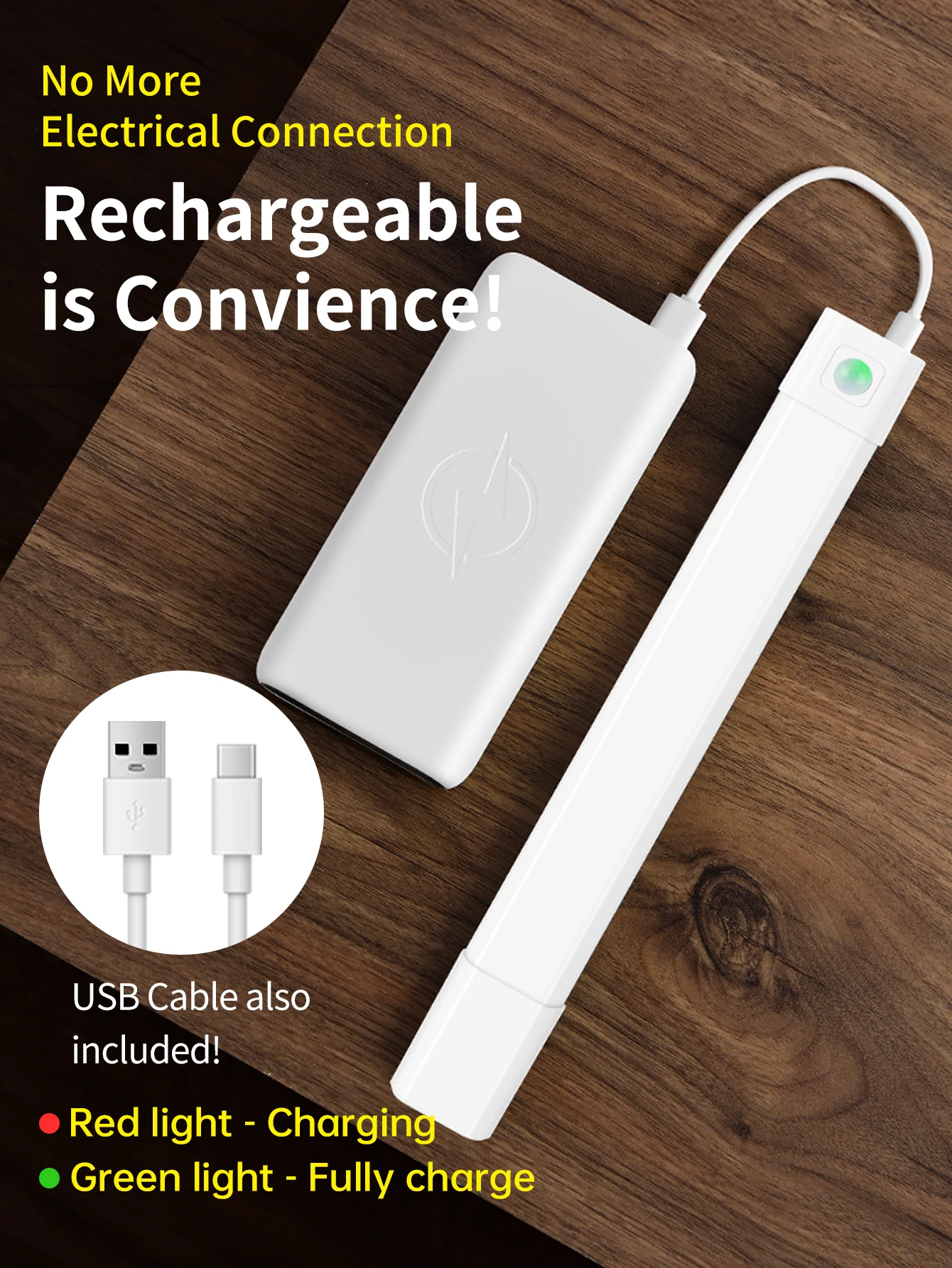 New Product Explosion Rechargeable Wireless Motion Sensor Led Light High Brightness Office Store Home White Black ABS